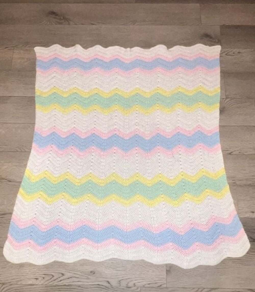 Handmade Pastel Chevron Ripple Baby Blanket
